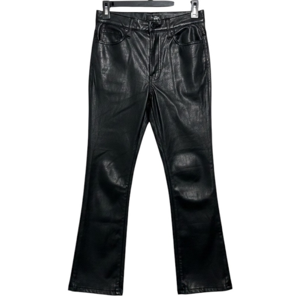 MOTHER The Insider Ankle Faux Leather Pants Women 26 Black Bootcut Flare Edgy